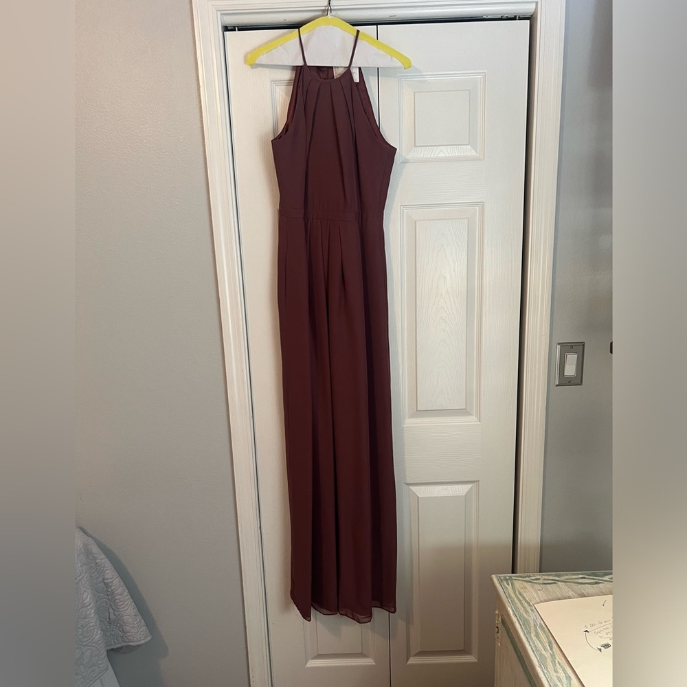 Mauve high-neck gown